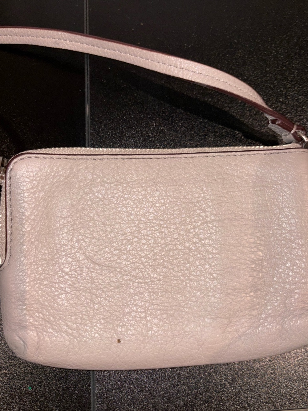 Coach Pebble Leather Double Zip Top Wristlet Wallet Taupe - Picture 6 of 8